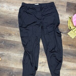 Black Cargo Silk Pants